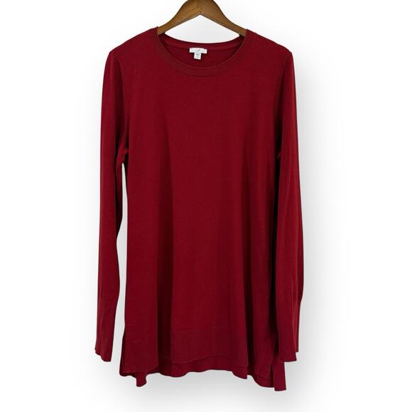 J. Jill Sweaters - J Jill Cotton Blend Lightweight Tunic Sweater Size L Tall Long Sleeve True Red